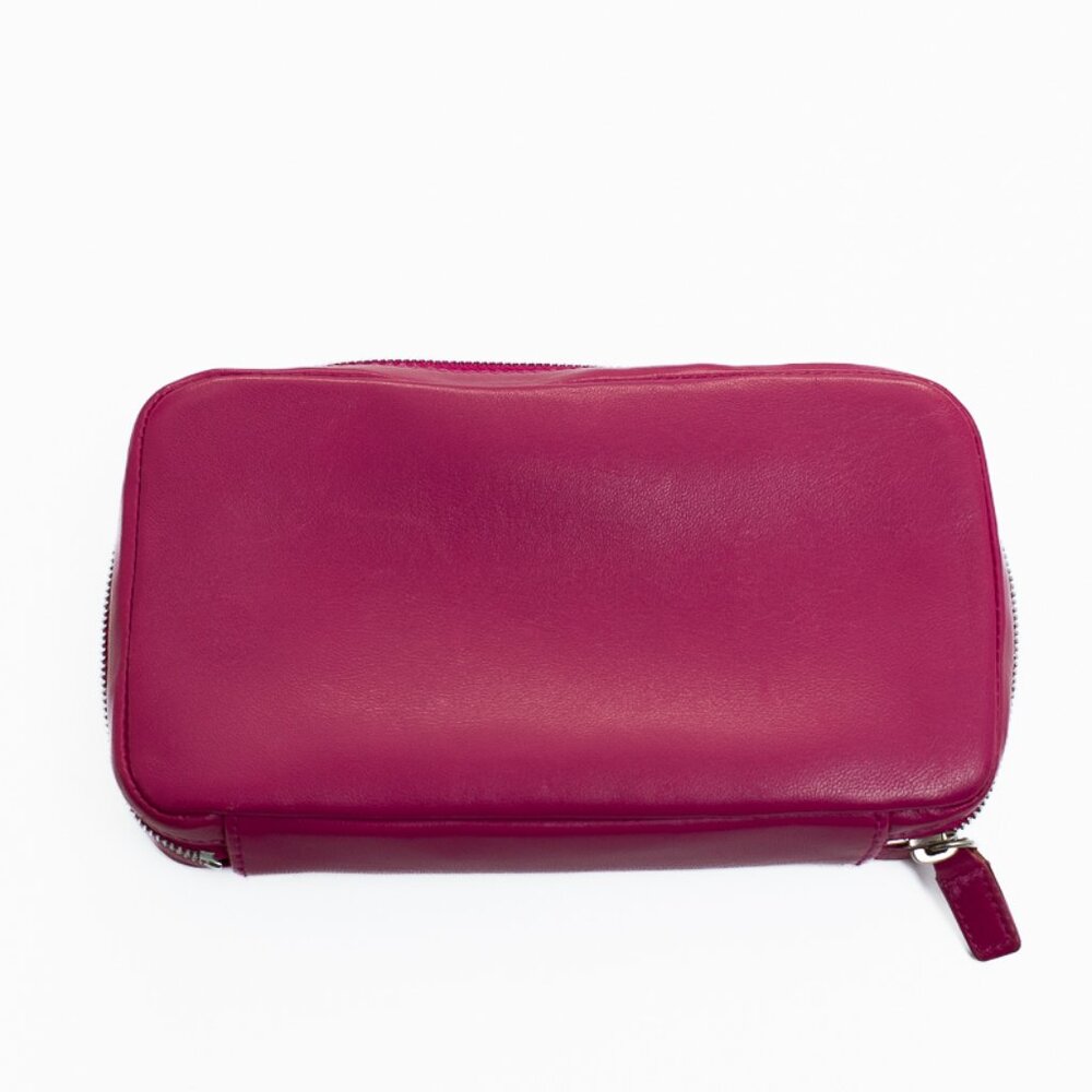 Coach Pink Leather & Tan Suede Coin Purse Wallet Zip Around Vintage